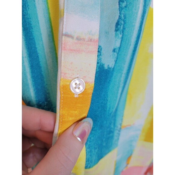 QVC D&Co Plus Size Button-Up Top Size 3X Colorful Long Sleeve Spring Eas… - Picture 5 of 7
